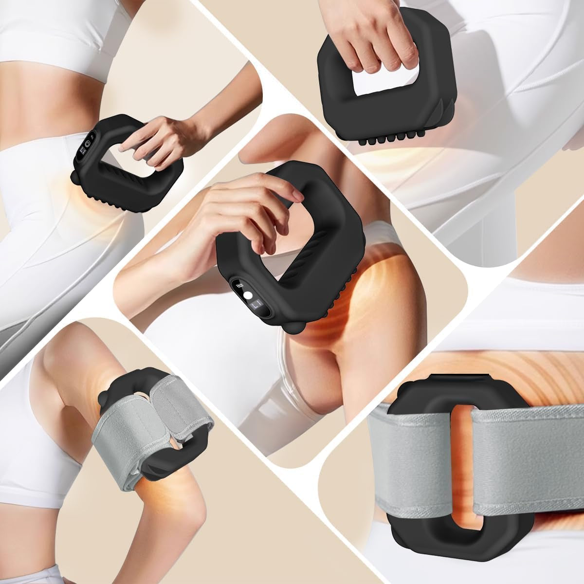 Small Lightweight Vibration Plate Portable R10, Exercise Shaker Machine with Massager Function, Cordless and Mini, Full Body Fascia Ring with Belt, 3 Modes & 6 Intensities, Black