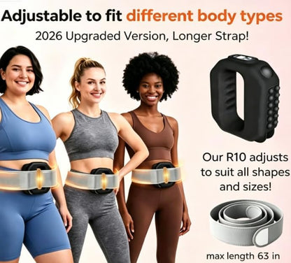 Small Lightweight Vibration Plate Portable R10, Exercise Shaker Machine with Massager Function, Cordless and Mini, Full Body Fascia Ring with Belt, 3 Modes & 6 Intensities, Black