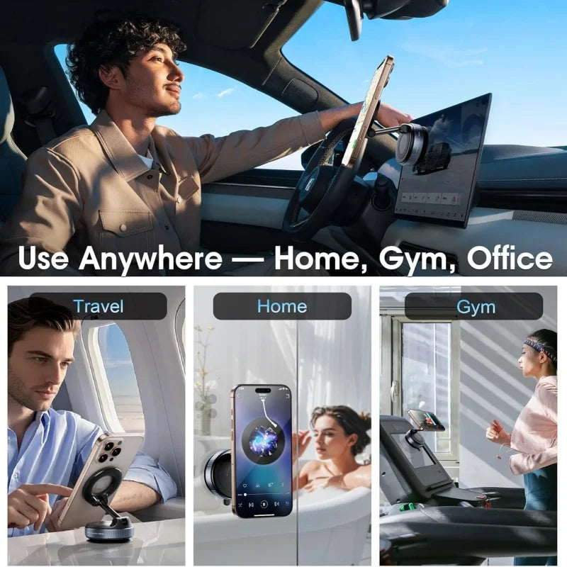Folding Strong Magnet Magnetic Phone Holder 360° Rotation Desk Car Vacuum Suction Windshield Dashboard Mobile Phone Holder