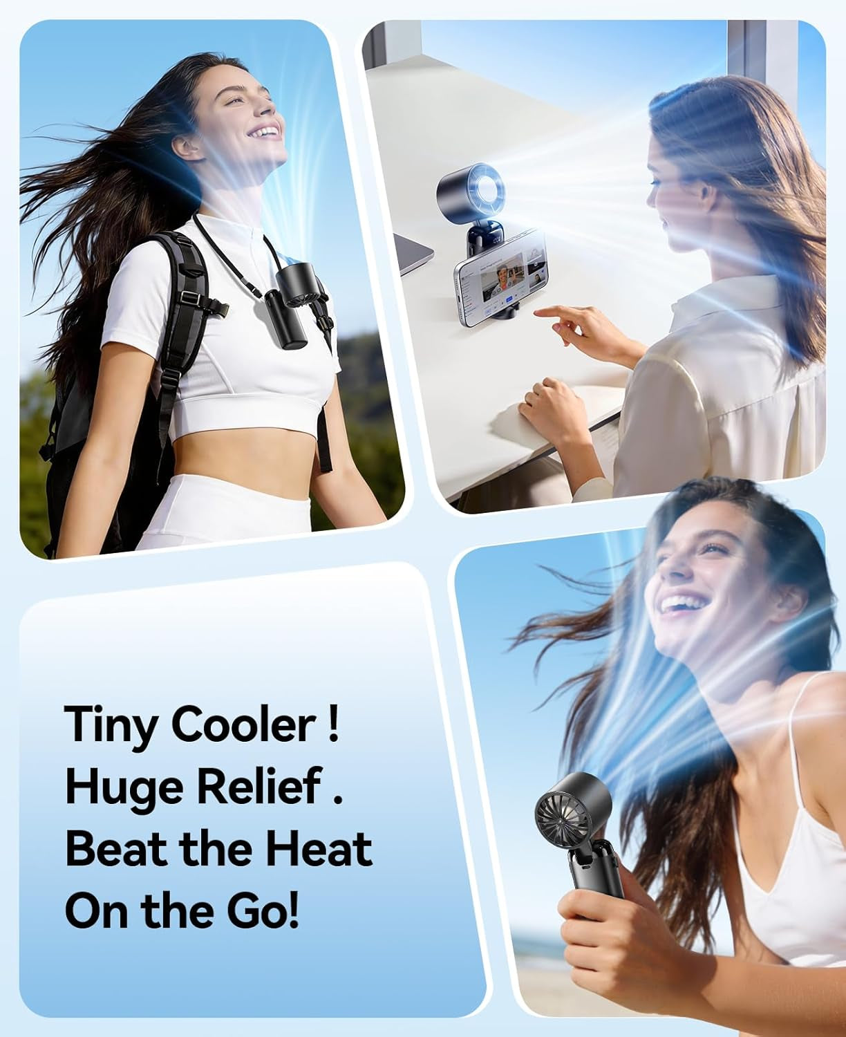 Handheld Portable Turbo Fan with Ice Cooler, Powerful 21000 RPM, Speed (1-199), up to 14Hrs Cooling, Rechargeable Personal Fan, Small Pocket Hand Fans for Travel/Outdoor/Home/Office (Black)