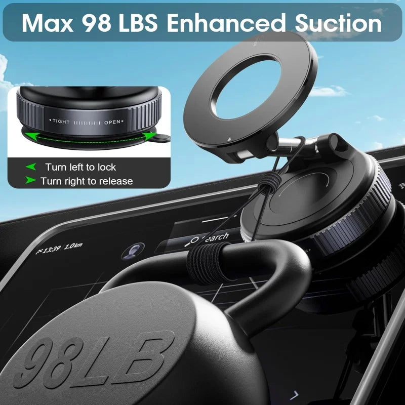 Folding Strong Magnet Magnetic Phone Holder 360° Rotation Desk Car Vacuum Suction Windshield Dashboard Mobile Phone Holder